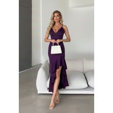 Ang Butik Kadın Scuba Yapılı Şık Seri Abiye Elbise