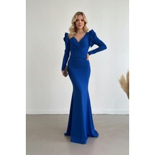 Ang Butik Kadın Omuz Vatkalı Güçlü Abiye Elbise