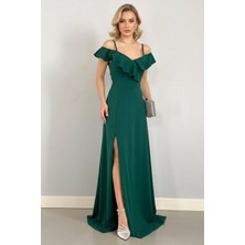 Ang Butik Kadın Modern Uzun Krep Abiye Elbise