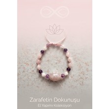 Woona Ametist & Ay Taşı & Pembe Kuvars Doğal Taş El Yapımı Tasarım Aşk & Enerji ve Huzur Dengesi Bilekliği
