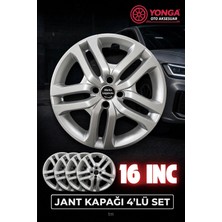 Yonga Oto Aksesuar Renault Clio 16 Inç Jant Kapağı 4'lü Set Gümüş + 4 Amblem