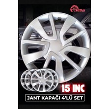 Yonga Oto Aksesuar Renault Clio 15 Inç Jant Kapağı 4'lü Set Gümüş + 4 Amblem + 8 Cırt Kelepçe