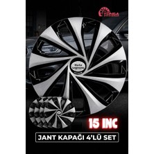 Yonga Oto Aksesuar Ford Mondeo 15 Inç Jant Kapağı 4'lü Set Siyah Gümüş + 4 Amblem + 8 Cırt Kelepçe