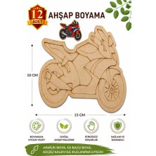 ArtMaster Ahşap Boyama Motorsiklet 12 Adet 10X15CM Araba Boyama Figürü Etkinlik Çoçuk Gelişim Motor Beceri Kreş Anasınıfı
