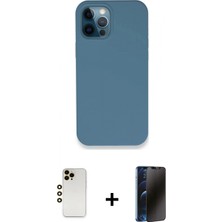 Marsilyan™- iPhone 12 Pro Kılıf Zirve Modern Özel Seri - Siyah 3D Antistatik Hayalet Cam Ekran Koruyucu + Shine Kamera Lens - Gd