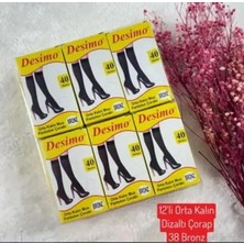 Efem İç Giyim 40 Denye Orta Kalın Dizaltı Tül Çorap 12'lı Paket Bronz Renk 38 Numara