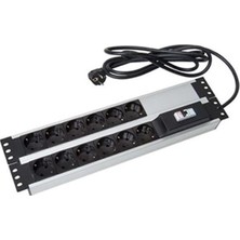 Uranium 19" 2u 9 Lu Sigortali Aluminyum Rackmount Grup Priz Pdu