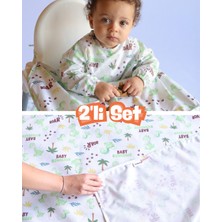Mammam Always By Your Side Bebek Dinozorlar Set (Uzun Kollu Mama Sandalyesi Önlüğü ve Yer/masa Örtüsü) Su Geçirmez, Leke Tutmaz