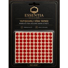 ESBH Yapışkanlı Vida Tapası Parlak Kırmızı – Mobilya Vida Gizleme Kapak Etiketi (100 Adet)