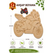 ArtMaster Ahşap Boyama Motorsiklet 24 Adet 10X15CM Araba Boyama Figürü Etkinlik Çoçuk Gelişim Motor Beceri Kreş Anasınıfı