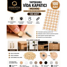 ESBH Yapışkanlı Vida Tapası Açık Akçaağaç – Mobilya Vida Gizleme Kapak Etiketi (100 Adet)