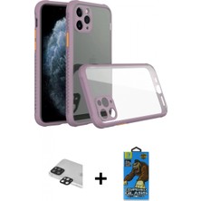 Marsilyan™- iPhone 11 Pro Max Kılıf Nova Asil Özel Seri - Siyah 18D Cam Ekran Koruyucu + Siyah Pers Alüminyum Kamera Lens