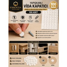 ESBH Yapışkanlı Vida Tapası Beyaz – Mobilya Vida Gizleme Kapak Etiketi (100 Adet)