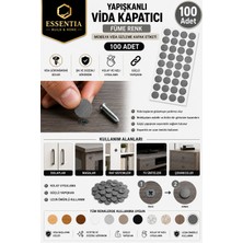 ESBH Yapışkanlı Vida Tapası Füme – Mobilya Vida Gizleme Kapak Etiketi (100 Adet)