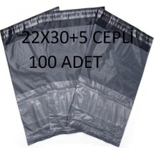 Baskısız Gri Renk 22X30+5 Poşeti 100 Adet Dayanıklı Cepli Kargo Poşeti Cac Plastik