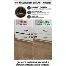 Labinbambu Premium Mobilya ve Çekmece Birleştirme Braketi Seti (4 Adet L Braket + 16 Adet Montaj Vidası) - Siyah Köşebent