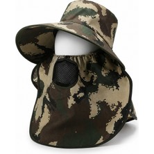 Asyaink Ense Korumalı Outdoor Şapka - Maskeli - Dijital Kamuflaj (M-4)- Savex