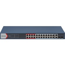 Hikvision DS-3E1326P-EI(B) 24 Port 10/100+2X1GB RJ45/SFP Uplink Combo 370W 300 Metre Poe Yönetilebilir Rackmount Switch