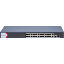 Hikvision DS-3E1526P-EI/M 24 Port Gigabit + 1XRJ45/SFP Uplink 225W 300 Metre Poe Mesafe Yönetilebilir Rackmount Switch