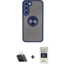 Marsilyan™- Galaxy S23 Plus Kılıf Yörünge Çizgi - Siyah 5d Hayalet Cam Ekran Koruyucu + Kamera Lens Koruma Cam - Sf