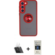 Marsilyan™- Galaxy S23 Plus Kılıf Yörünge Çizgi - Siyah 5d Hayalet Cam Ekran Koruyucu + Kamera Lens Koruma Cam - Sf