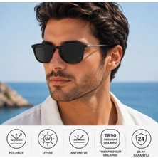 Exeline Col 117 Yeni Seri Polarize Erkek Güneş Gözlüğü-Titanyum SAP-POLARIZE-UV400-ANTI Refle 3lü Koruma 48*20*132 Ekartman