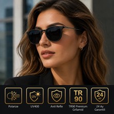 Exeline Col 116 Yeni Seri Polarize Kadın Güneş Gözlüğü-Titanyum SAP-POLARIZE-UV400-ANTI Refle 3lü Koruma 52*19*132 Ekartman