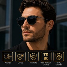 Exeline Col 116 Yeni Seri Polarize Erkek Güneş Gözlüğü-Titanyum SAP-POLARIZE-UV400-ANTI Refle 3lü Koruma 52*19*132 Ekartman