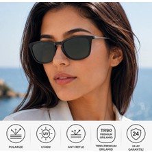 Exeline Col 117 Yeni Seri Polarize Kadın Güneş Gözlüğü-Titanyum SAP-POLARIZE-UV400-ANTI Refle 3lü Koruma 48*20*132 Ekartman