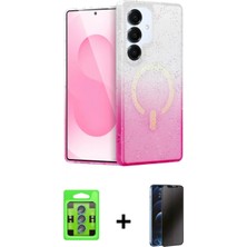 Marsilyan™- Galaxy S25 Kılıf Eksen Minimal Özel Seri - Siyah 3D Antistatik Hayalet Cam Ekran Koruyucu + Raze Metal Kamera Lens - Mı