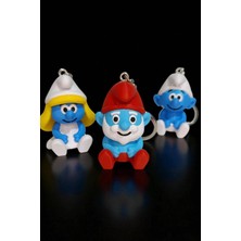 Genç 3D Şirinler 3’lü Anahtarlık Seti | Şirin Baba, Şirine ve Klasik Şirin | 5 cm Sevimli Anahtarlıklar