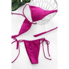 Modanı Seç Kadın Fuşya Yandan Bağlamalı Tangalı Üçgen Bikini Mayo Takımı