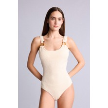 DeFacto Regular Fit Kırışık Dokulu Ekru Mayo T8005AZ26SM