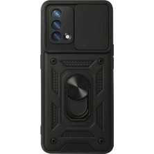 Elma Shop Oppo A74 4g Kılıf Pars Lens Yüzüklü Silikon - Siyah
