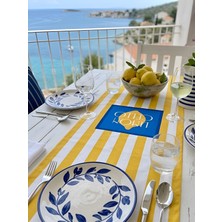 Rahan Design Limon Cello Desenli Sarı Çizgili Yazlık Dekoratif Runner - 45X145CM - Sarı Çizgili Limon Cello Runner