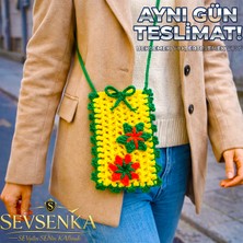 Sevsenka Kurban Bayramına Özel Tasarım Yeşil Çiçek Detaylı Mini Lüks Hediye Çanta Bayramlık Koleksiyonu