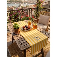 Rahan Design Tutto Bene Yazılı Çizgili Runner - 45X145CM - Çizgili Dekoratif Runner