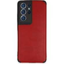Ulora Samsung Galaxy S21 Ultra Kılıf Loop Deri Silikon - Kırmızı