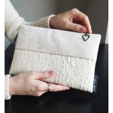 Ju Yaratıcı Tasarım  Kadın Portföy & Clutch Çanta Pudra