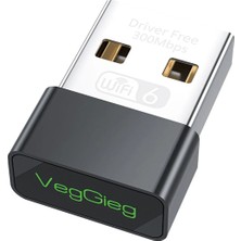 VegGieg 300 Mbps Wifi 6 Çift Bant Kablosuz Alıcı Verici Nano USB Adaptör