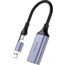 VegGieg 1080P 60Hz HDMI Video Capture Kartı USB 3.0 ve Type-C Dayanıklı Tasarım ile Gri