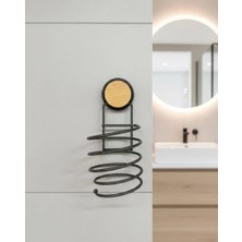 Okyanus Home Ahşap Desenli Siyah Saç Kurutma Makine Askısı Sihirli Yapışkan Malzeme ile