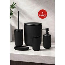 Okyanus Home Siyah Çizgili Yuvarlak Banyo Seti Suya Dayanıklı Modern Stil ile Şık Tasarım