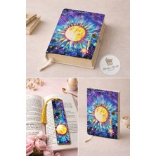 Renkli İzler Atölyesi Kitap Kılıfı ve Metal Kitap Ayracı- Kozmik Güneş