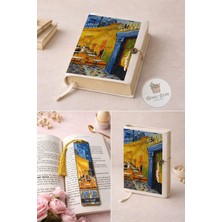 Renkli İzler Atölyesi Kitap Kılıfı ve Metal Kitap Ayracı Seti (Van Gogh Cafe Terasta Gece)