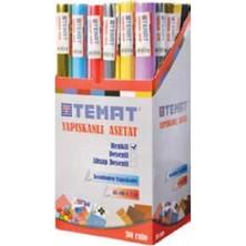 Tetas Kırtasiye Temat Yapışkanlı Renkli Asetat 45CMX2M - 30'lu Paket