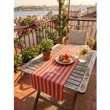 Rahan Design La Dolce Vita Yazılı Çizgili Dekoratif Runner - 45X145CM - Çizgili Dekoratif Runner