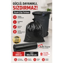 Kalbi Ticaret Kalın Çöp Torbası 300 gr x 1 Rulo Siyah Çöp Poşeti 80x110 cm Jumbo Endüstriyel Çöp Torbası