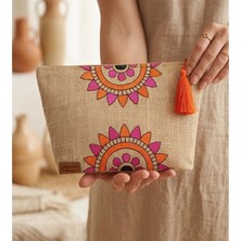 Ju Yaratıcı Tasarım Hasır Kadın Portföy & Clutch Üçgen Çanta Turuncu