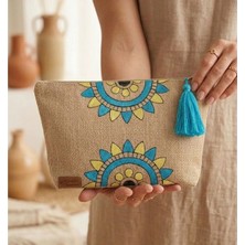 Hasır Kadın Portföy & Clutch Üçgen Çanta Mavi